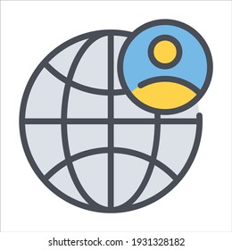 global service color outline icon, business and finance icon.