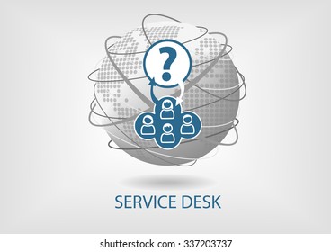 Global Service Desk Concept Vector Icon