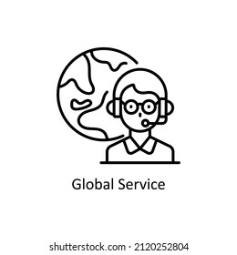 Globaler Service, Vektorgrafik-Rahmensymbol für Web einzeln auf weißem Hintergrund EPS10-Datei