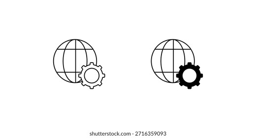 Ícone de conjunto GLOBAL com ilustração de estoque de vetor de fundo branco