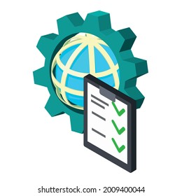 Global setting icon. Isometric illustration of global setting vector icon for web