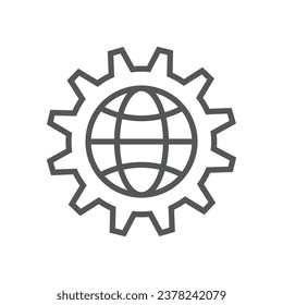 Ilustración del icono de esquema del vector de configuración global. Stroke editable. EPS 10 