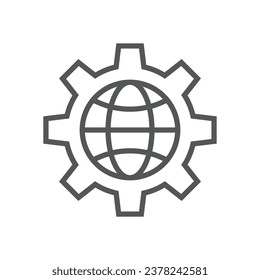 Global Setting vector outline icon illustration. Editable Stroke. EPS 10 
