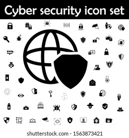 Global shield icon. Cyber security icons universal set for web and mobile