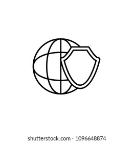 global shield icon. Element of cyber security icon for mobile concept and web apps. Thin line global shield icon can be used for web and mobile on white background
