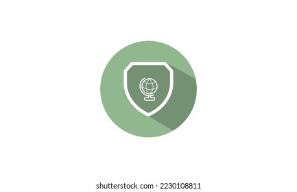 Global shield sign vector icon design template illustration