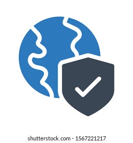 global shield vector glyph colour icon 