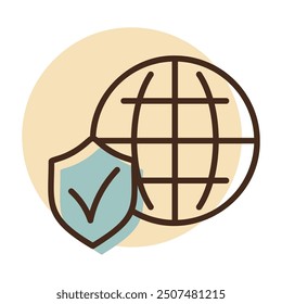 Global shield vector icon. Security sign. Graph symbol for your web site design, logo, app, UI