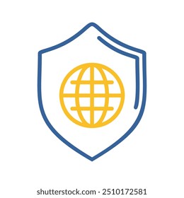 Global shield vector icon. Security sign. Graph symbol for your web site design, logo, app, UI