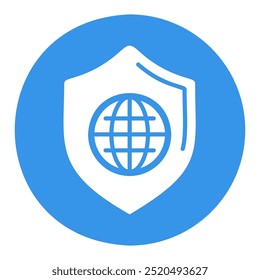 Global shield vector icon. Security sign. Graph symbol for your web site design, logo, app, UI