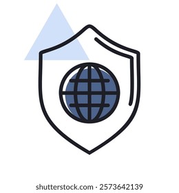 Global shield vector icon. Security sign. Graph symbol for your web site design, logo, app, UI