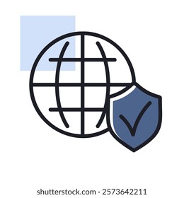 Global shield vector icon. Security sign. Graph symbol for your web site design, logo, app, UI