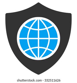 Global Shield vector icon. Style is flat symbol, rounded angles, white background.
