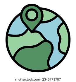 Umriss-Vektorgrafik des weltweiten Versandbildes. Schiffszentrum. Kartendatum-Farbe