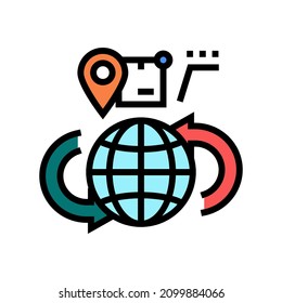 global shipment tracking color icon vector. global shipment tracking sign. isolated symbol illustration