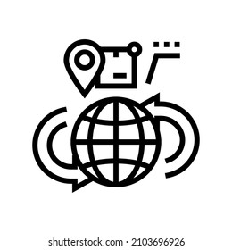 vector de icono de línea de seguimiento de envío global. signo de seguimiento de envío global. símbolo de contorno aislado ilustración negra