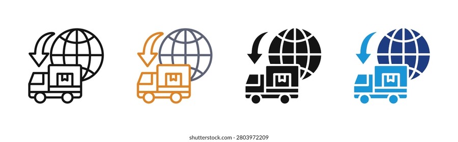 Global Shipping icon set multiple style collection