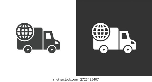 Icono de envío global. Icono de la serie de glifos sólidos