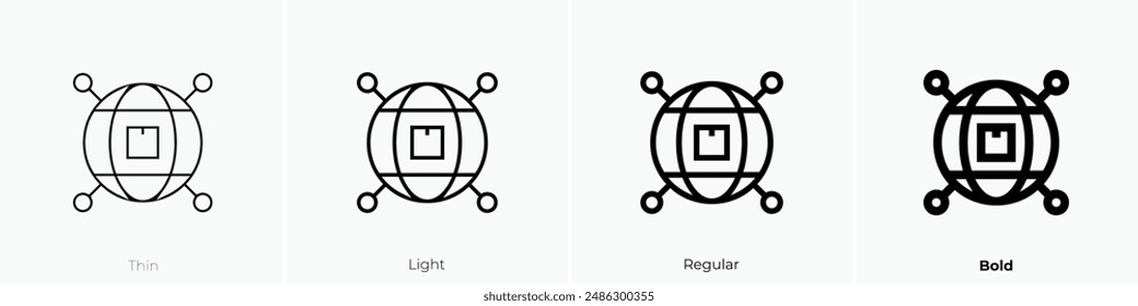 global shipping icon. Thin, Light Regular And Bold style design isolated on white background