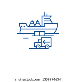 Global shipping line icon concept. Global shipping flat  vector symbol, sign, outline illustration.