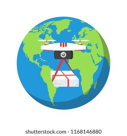 Global shipping program concept. International delivery services. Vector illustration