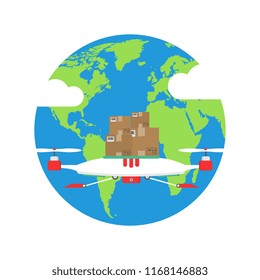 Global shipping program concept. International delivery services. Vector illustration