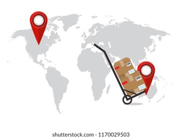 Global shipping program concept. International delivery services. Vector illustration