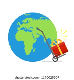Global shipping program concept. International delivery services. Vector illustration