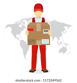 Global shipping program concept. International delivery services. Vector illustration