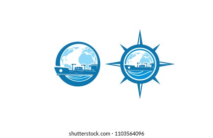 global shipping tanker logo vector