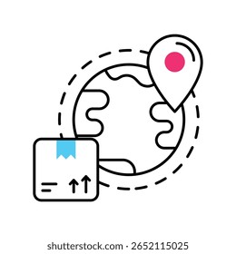 Global Shipping Vector Filled outline illustration style icon. EPS 10 file
