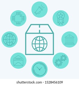 Global shipping vector icon sign symbol