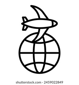 Global Shipping Vector Line Icon Design