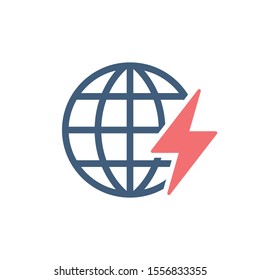 Global Shock lightning icon. Electrical concept. Stock Vector illustration isolated on white background.