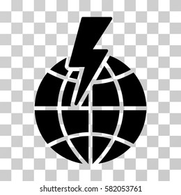Global Shock vector icon. Illustration style is flat iconic black symbol on a transparent background.