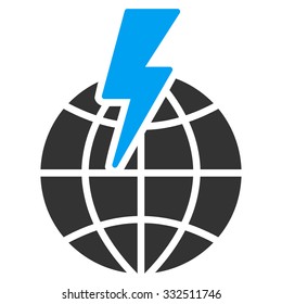 Global Shock vector icon. Style is flat symbol, rounded angles, white background.