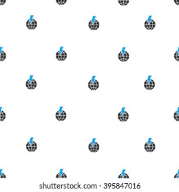 Global Shock vector seamless repeatable pattern. Style is flat blue and dark gray global shock symbols on a white background.