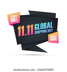 Global Shopping Day commercial sign for sale promotion, discount shopping and commerce advertising. Lowest Price. Vector illustration.