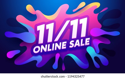 Global shopping festival special offer banner. 11.11 Vector illustration. Happy sale poster or flyer design.