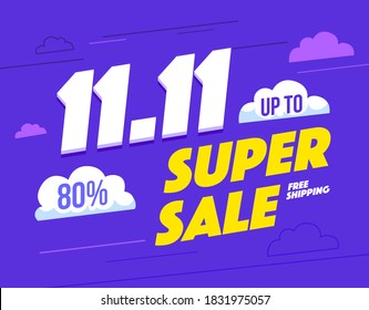 Global shopping festival special offer banner. 11.11Sale banner template design. Season sale special offer.