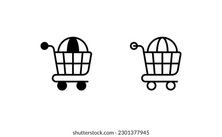 Global Shopping icon design with white background stock illustration