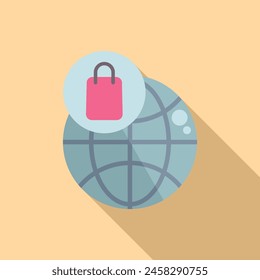 Global shopping icon flat vector. Online sale store. Internet product