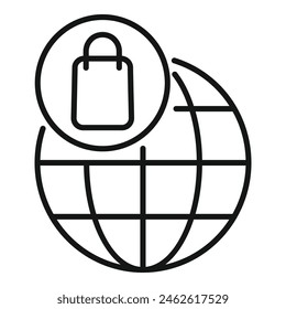 Global shopping icon outline vector. Online sale store. Internet product