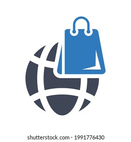 Global shopping icon (vector illustration)