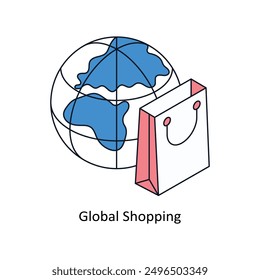 Global Shopping Isometric style icon. Symbol on White background EPS 10 File 