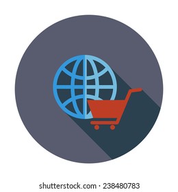 Global shopping. Single flat color icon. Vector illustration.