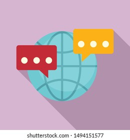 Global sms chat icon. Flat illustration of global sms chat vector icon for web design
