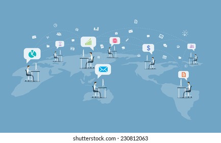 global social business communication connection background