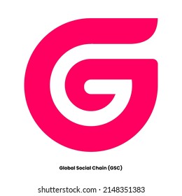 Global Social Chain crypto currency with symbol GSC. Crypto logo vector illustration for stickers, icon, badges, labels and emblem designs. svg