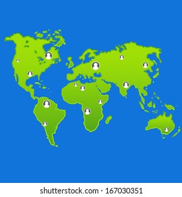 Global social network abstract scheme. Vector Illustration